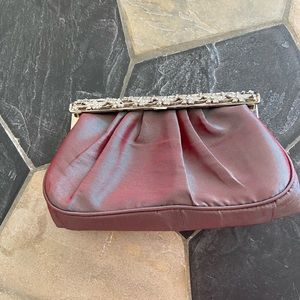 Beautiful Iridescent Burgundy/Teal Rhinestone Clutch